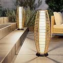 Solar Yard Outdoor Floor Lamp 2-Pack Solar Lights Solar Powered Lantern Weather-Resistant Wicker Deck Lights, Lamp Large for Patio Garden (Austin Natural Brown, 2PCS)