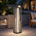 Solar Yard Outdoor Floor Lamp, Waterproof Wicker Light for Deck, Gray