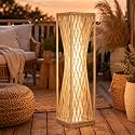 Solar Yard Outdoor Solar Floor Lamp Resin Wicker Solar Light Outdoor Waterproof for Yard, Garden, Pathway, Deck, Dazzle Dance (Natural)