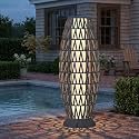 Solar Yard Outdoor Solar Floor Lamp Wicker Boho Lantern, Waterproof Outdoor Lamps for Patio Deck Yard, Oslo Silver Black