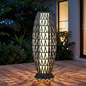 Solar Yard Outdoor Solar Lamp Woven Wicker Boho Lantern Floor Lamp, Decoration for Garden, Deck, Yard, Pathway, Oslo Silver Black