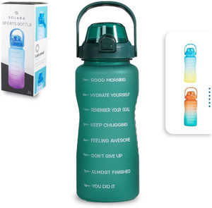 solara sipper water bottle with motivational time marker hunter green 2000 ml tritan bottle