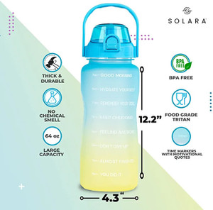 solara sipper water with motivational time marker leakproof office gym 2 l tritan bottle