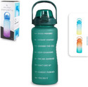 Solara Sipper Water Bottle with Motivational Time Marker, Hunter Green 2000 ml Tritan Bottle