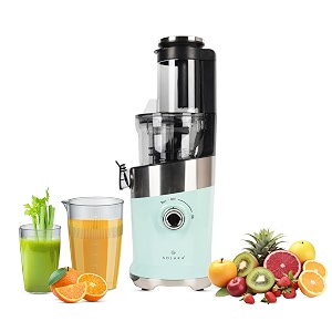 solara cold press vertical slow juicer easy clean slow juicer cold pressed juice extractor slow juicer for fruits amp vegetables 1 speed  reverse function masticating juicer aqua