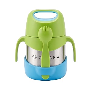 solara gojar insulated food jar with handle 320ml green blue