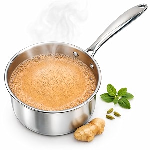 solara sterra stainless steel sauce pan tea pan chai pan small pan 16cm62inch 17 liter 056kg induction base friendly 3-layer triply thick bottom 100 toxin-free