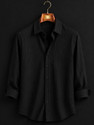 Solbiza Men Striped Casual Black Shirt