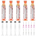 Solder Flux 808 10CC 10mL Need to clean Tin Soldering Fluxes Paste Liquid Syringe for Electronics 10 Milliliters with Needle Dispensing Tool (Pack of 5Pcs)