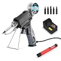 Soldering Iron gun Kit,60W Auto Feed Soldering Kit with Adjustable Temperature LCD Display,Wire,Tip Cleaner Kit,5Tips,Pump for Electronic PCB Repair,DIY