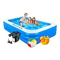 7ft Inflatable Swimming Pool,1 * Duck Family, 1 * Beachball | 3 Layer Thick PVC for Kids &amp; Adults, Backyard Fun | Easy Setup | Fun for Summer (210*150*60 Cm / 82.67" X 59" X 23.6") (1 Pcs.)
