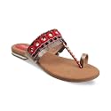 SOLE HEAD Red Flat Women Sandal