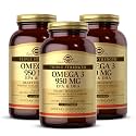 Solgar Triple Strength Omega 3 950 mg - 100 Softgels, Pack of 3 - Supports Joint & Skin Health - Non-GMO, Gluten Free, Dairy Free - 300 Total Servings