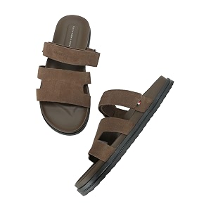 Solid brown leather sandals