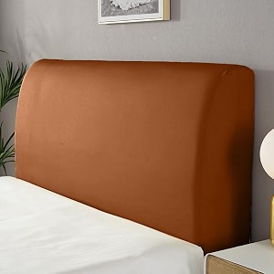 solid color bed headboard slipcover dustproof elastic streatchable headboard protection cover for bedroom decoration king 190cm-210cm brown