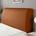 Solid Color Bed Headboard slipcover Dustproof, Elastic Streatchable Headboard Protection Cover for Bedroom Decoration (King (190cm-210cm), Brown)