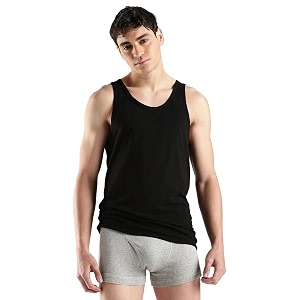 Solid cotton sleeveless vest - pack of-2