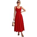 Solid Fit and Flared Round Neck Midi