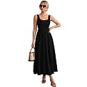 Solid Fit and Flared Round Neck Midi