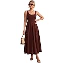Solid Fit and Flared Round Neck Midi