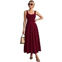 Solid Fit and Flared Round Neck Midi