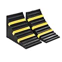 2 Pack Black Heavy Duty Extra Large Solid Rubber Wheel Chock with Portable Handle for Travel Trailer, Truck, Commercial Vehicle and RV, 9.5 Inches x 6 Inches x 7 Inches