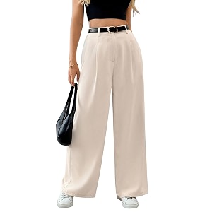 Solid High Waist Straight Korean Loose Pleated