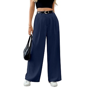 Solid High Waist Straight Korean Loose Pleated