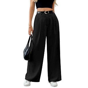 Solid High Waist Straight Korean Loose Pleated