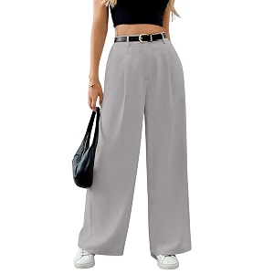 Solid High Waist Straight Korean Loose Pleated