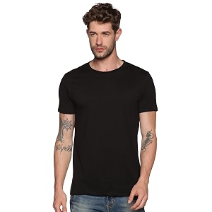 Solid Men Round Neck White T-Shirt