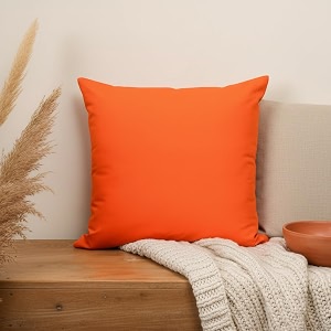 Solid Orange Cotton Cushion Cover Decorative