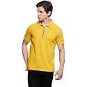 Solid Polo T-Shirt Zip Collar Cotton Blend
