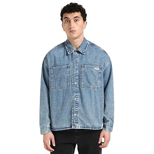 Solid Relaxed Fit Cotton Jacket