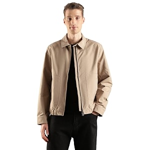 Solid relaxed fit polyester jacket