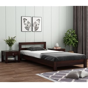 suncom solid sheesham wood bed 6x4 single bed without storage for bedroom - single cot wooden bed double size for living room guest room - 12 month warranty walnut finish 6x4