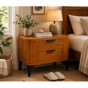 Solid Sheesham Wood Bedside Table for Bedroom
