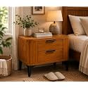 Solid Sheesham Wood Bedside Table for Bedroom
