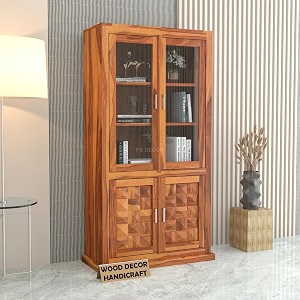 Solid Sheesham Wood Book Shelf with Acrylic