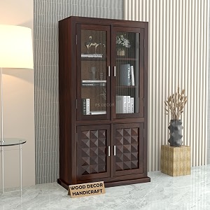 Solid Sheesham Wood Book Shelf with Acrylic