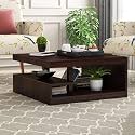 Solid Sheesham Wood Center Coffee Table with Shelves, & Wooden Coffee Table in Walnut Finish Home & Office Furniture