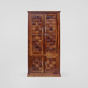 Solid Sheesham Wood Diamond Cut 4 Door