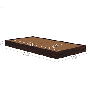 suncom solid sheesham wood diwan single bed without storage for bedroom - double cot wooden bed single size for living room guest room bed 6x4-12 month warranty walnut finish