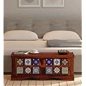 Solid Sheesham Wood Hand Crafted Trunk Box For Storage Home | Wooden Trunk Box For Bedroom And Living Room Furniture (Honey Finish)