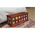 Solid Sheesham Wood Hand Crafted Wooden Trunk Box Wooden Box Storage for Bed Room And Living Room Furniture [ Honey Finish ]