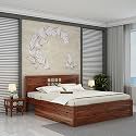 Solid Sheesham Wood King Size Bed with 2 Drawer Storage in Rajasthani Traditional Tile Design for Bedroom (Honey)