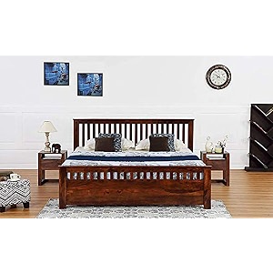 Solid Sheesham Wood Queen Size Bed Without