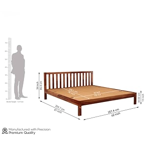 suncom solid sheesham wood queen size bed without storage for bedroom - wooden queen size cot bed for home - handcrafted furniture platform double bed honey finish