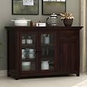 Solid Sheesham Wood Sideboard Buffet Cabinet with Acrylic Glass Doors and Storage Drawer Premium Wooden Crockery Unit for Dining Room Living Room Kitchen Home Furniture