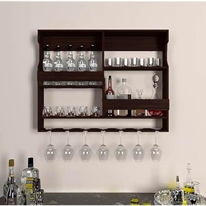 solid sheesham wood wall mount bar cabinet for home  wall hanging mini bar for home with glass hangingg space  wine storage cabinetwall hanging design 3024 inch natural finish